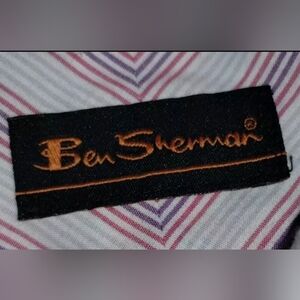 Ben Sherman button up Dress shirt White Pink & Purple Stripes XL